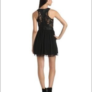 BCBG leather and lace black dress
